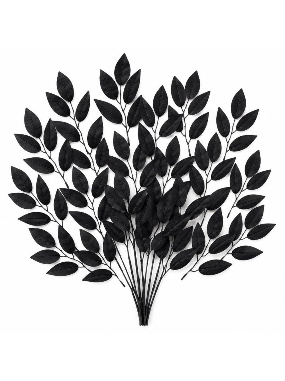 25 Black Halloween Leaf Stems Gothic Floral Filler Moody Wedding Greenery Dark